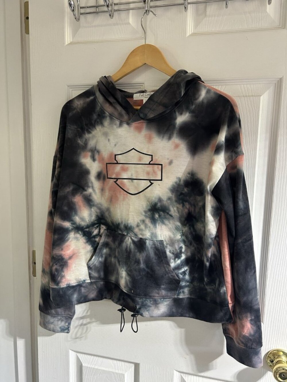 Full Circle Trends Women's Large  Pullover Hoodie Knit Tie Dye Harley Biker
